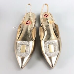 Berness Gold Women's Slingback Flats Size 10